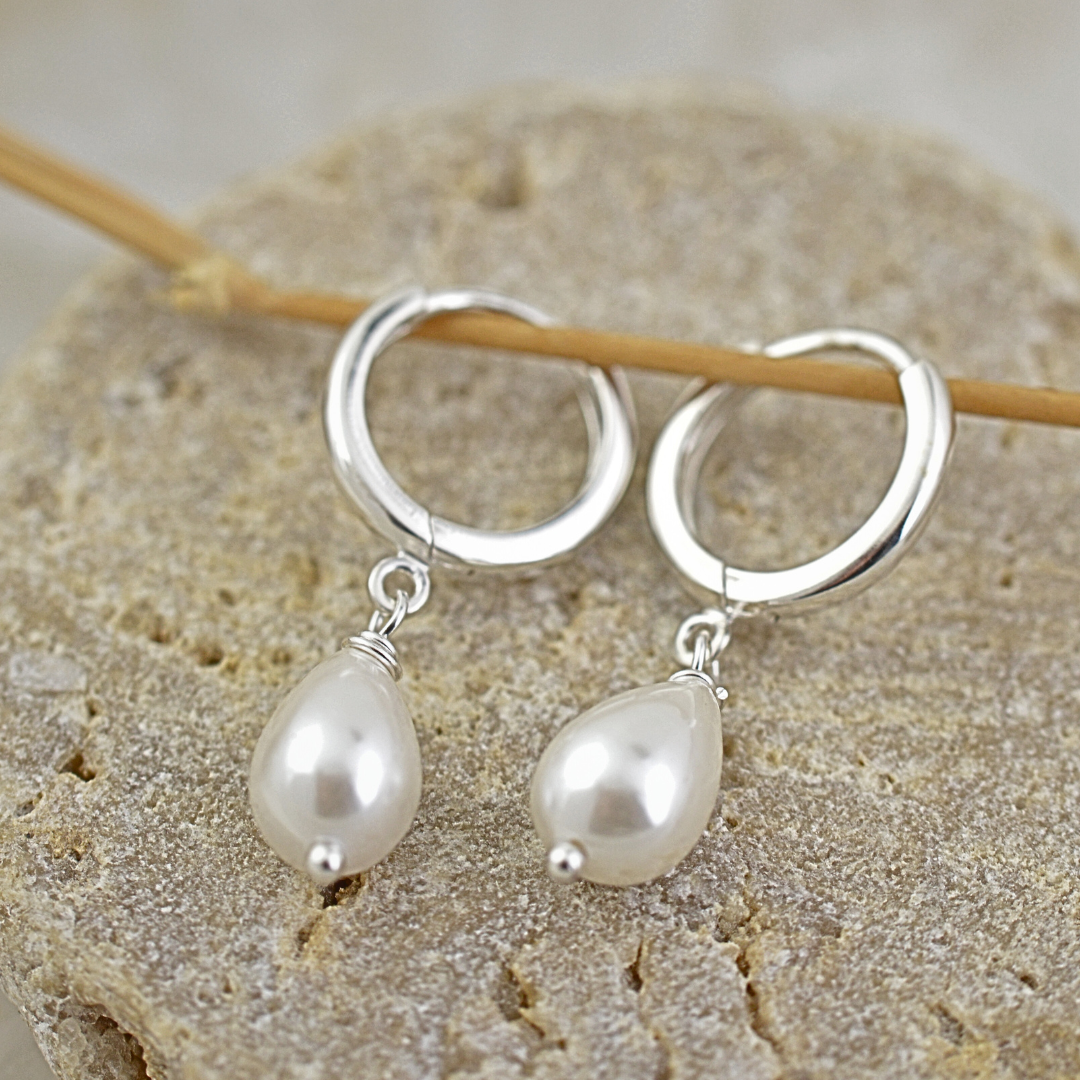Earrings - Pearl Huggies