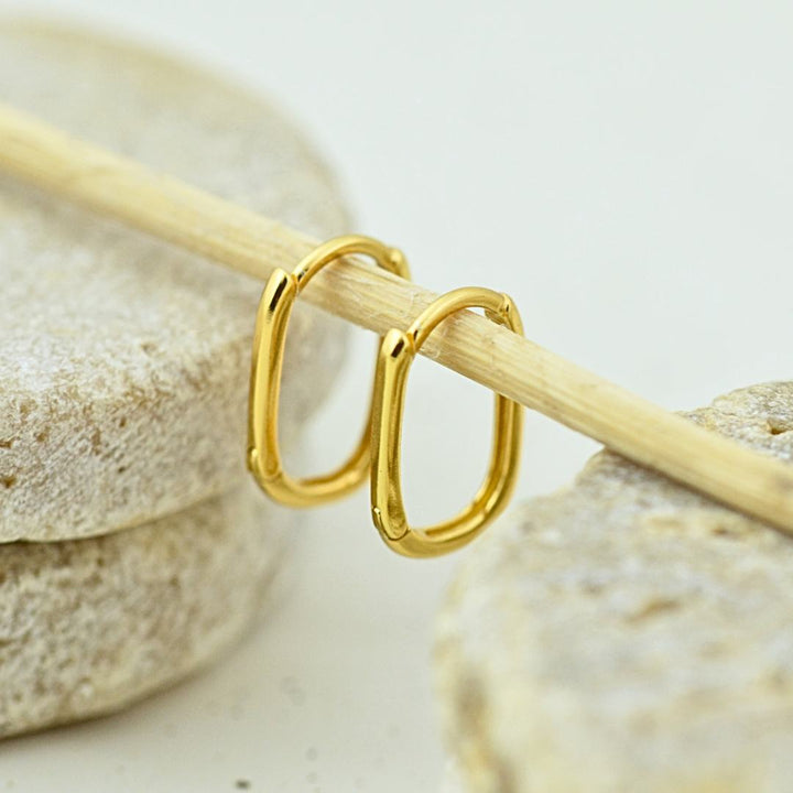 EARRINGS - Oval Gold Huggies