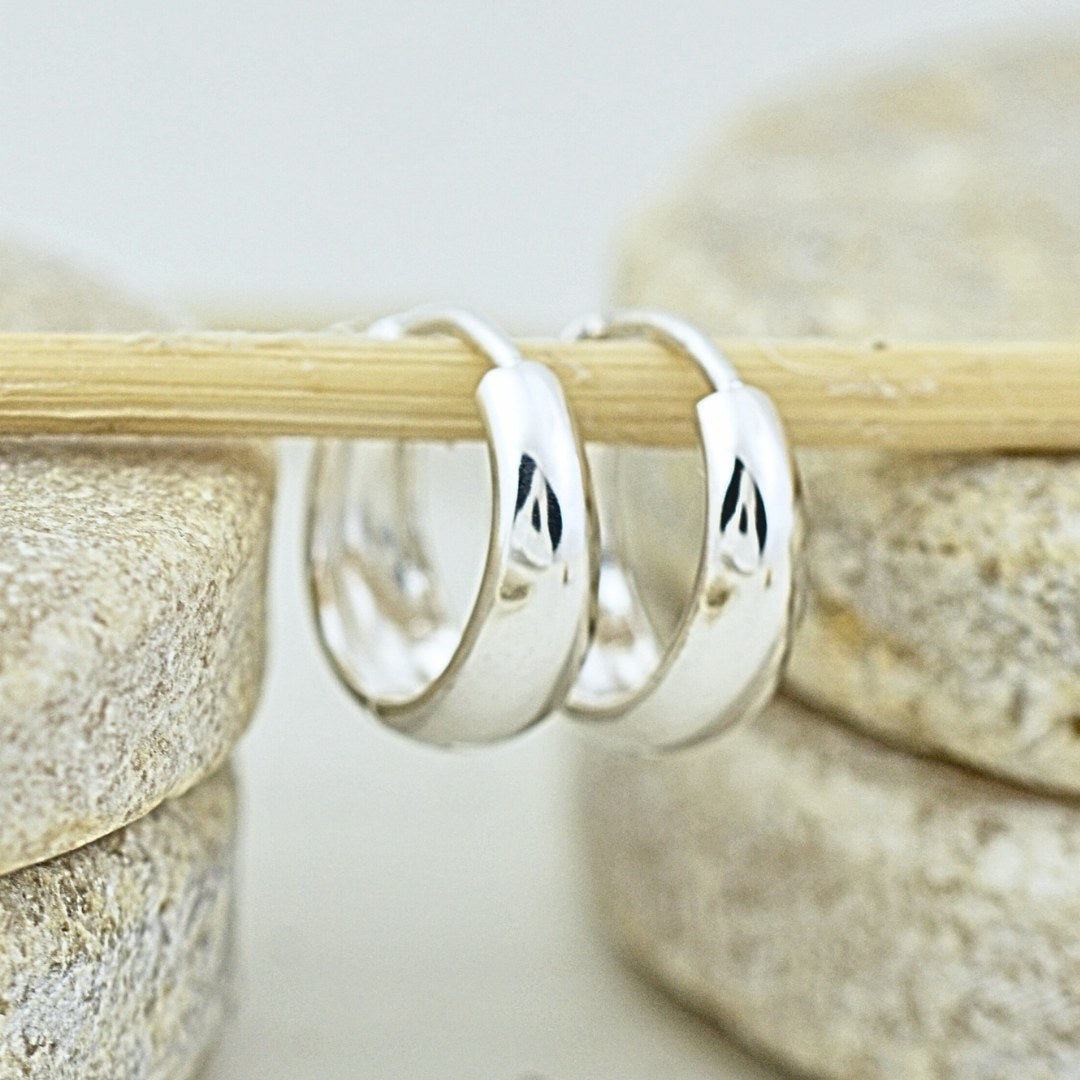 Earrings - Hinged Silver Hoops (13mm)