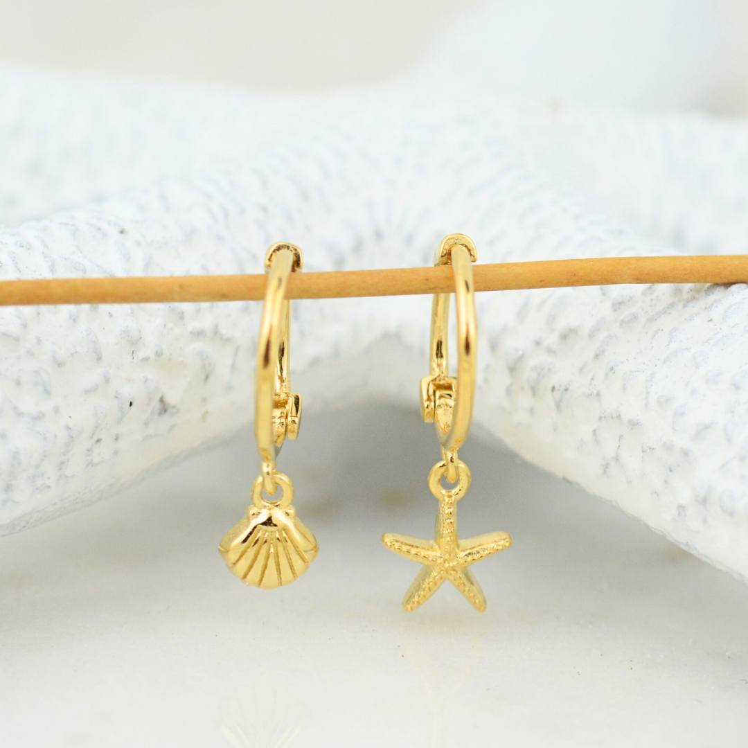 Earrings - Gold Seaside Mini Hoops