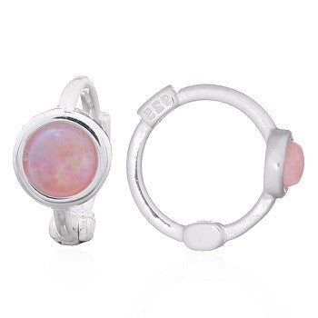 Earrings - Pink Opal Huggies