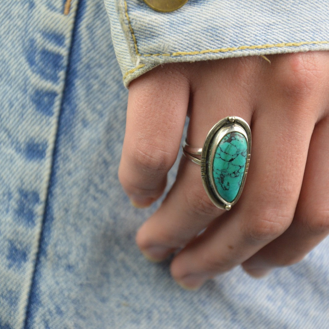 Rings - Navajo Deep Green Turquoise Ring