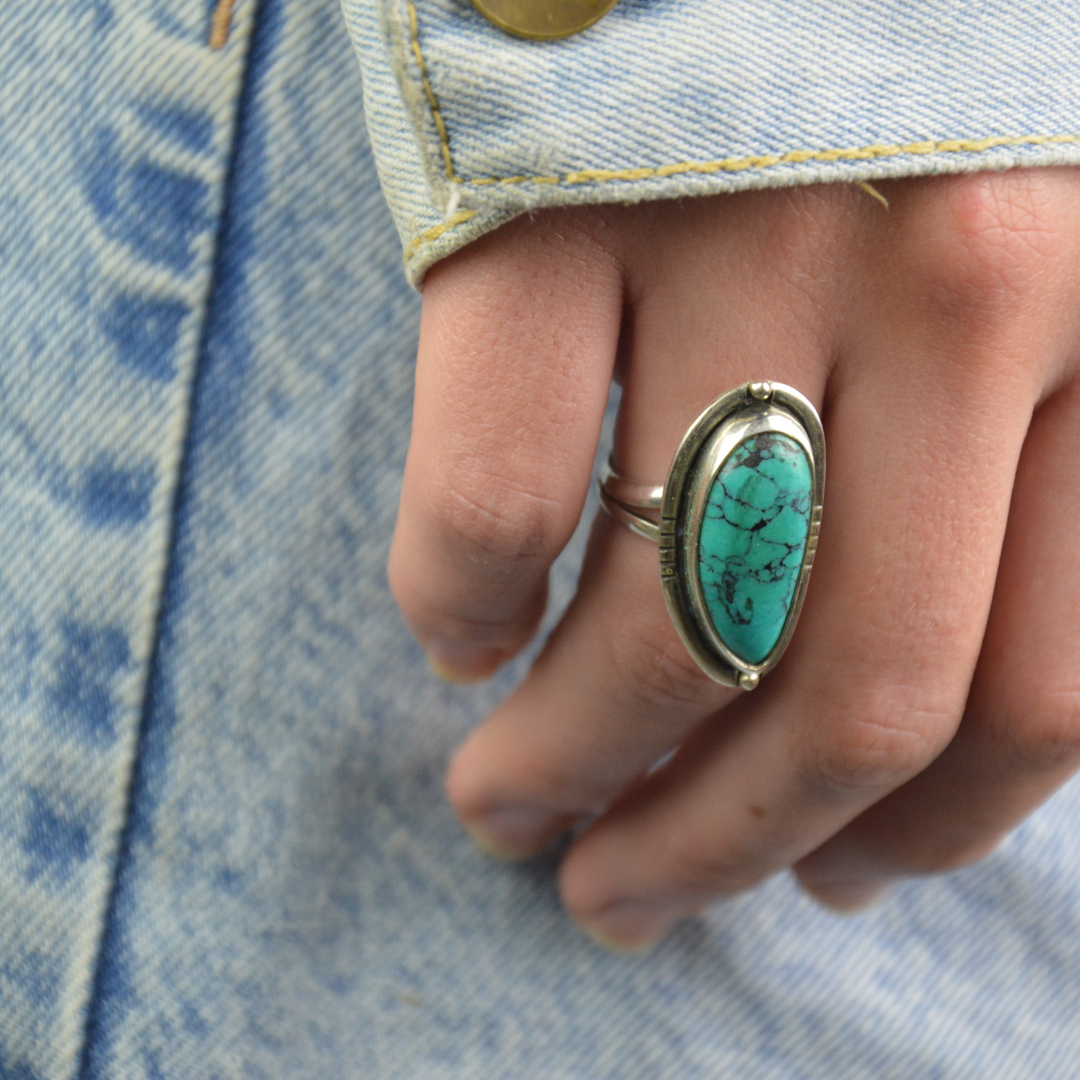 Navajo Deep Green Turquoise Ring