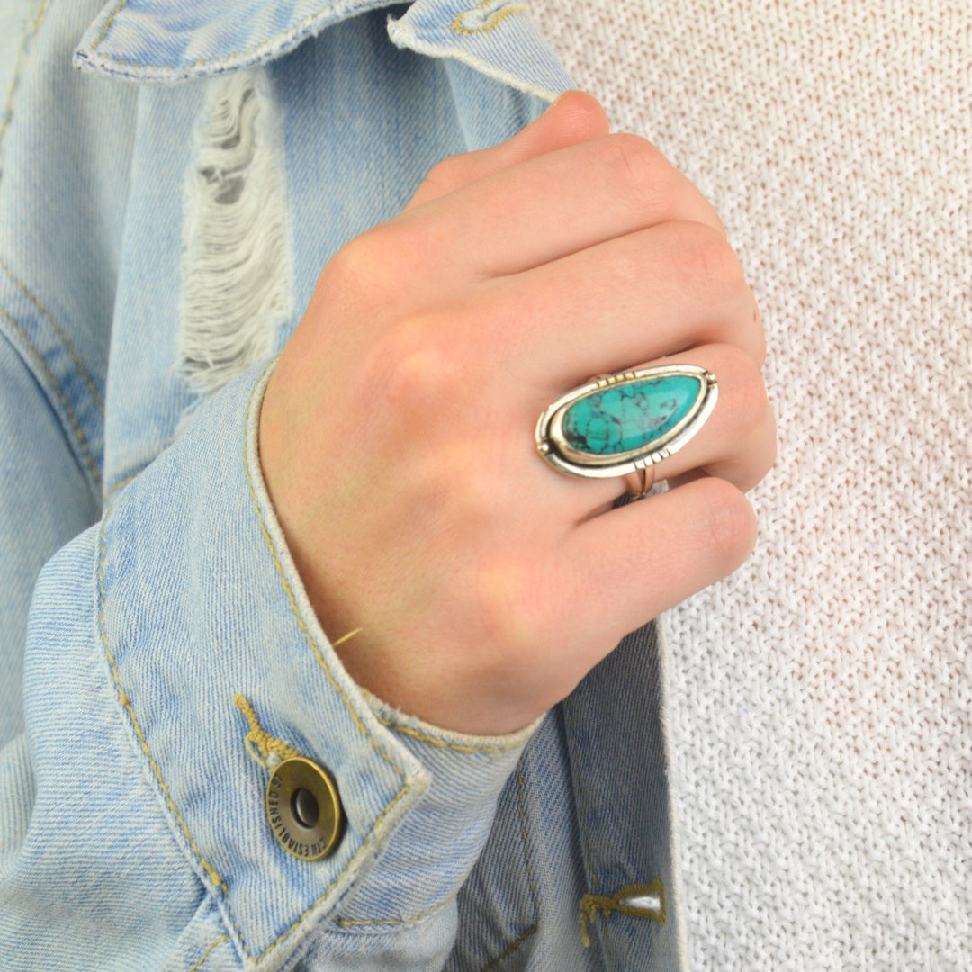 Rings - Navajo Deep Green Turquoise Ring