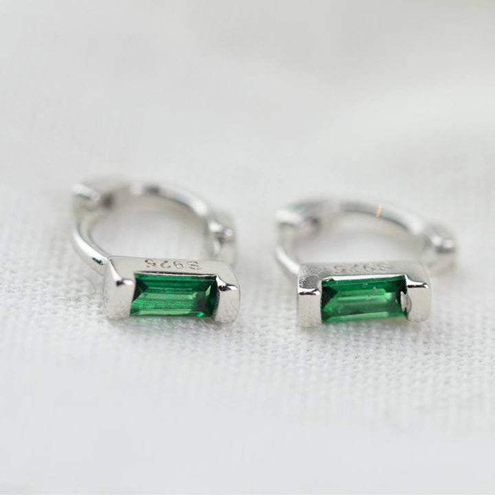 EARRINGS - Tiny Emerald Huggies