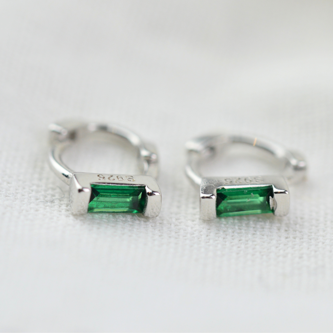 Earrings - Emerald Huggies
