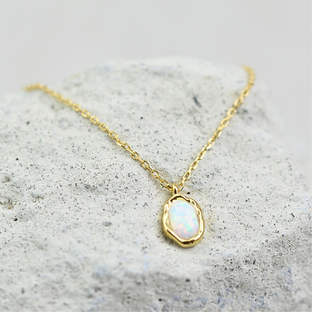 Necklaces - Gold Opal Necklace