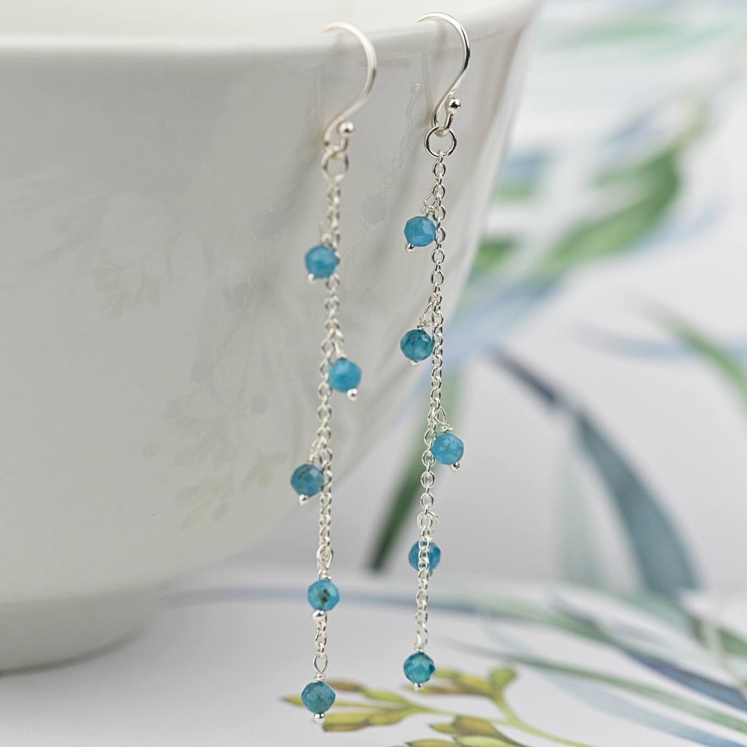 Earrings - Blue Apatite Cascade Earrings