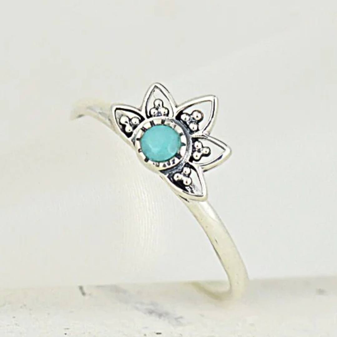 Rings - Turquoise Half Lotus Ring