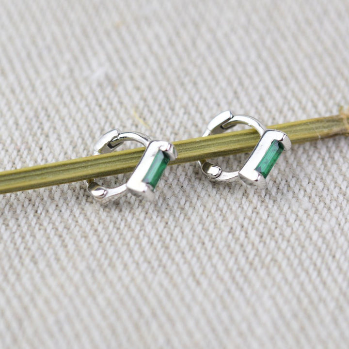 EARRINGS - Tiny Emerald Huggies