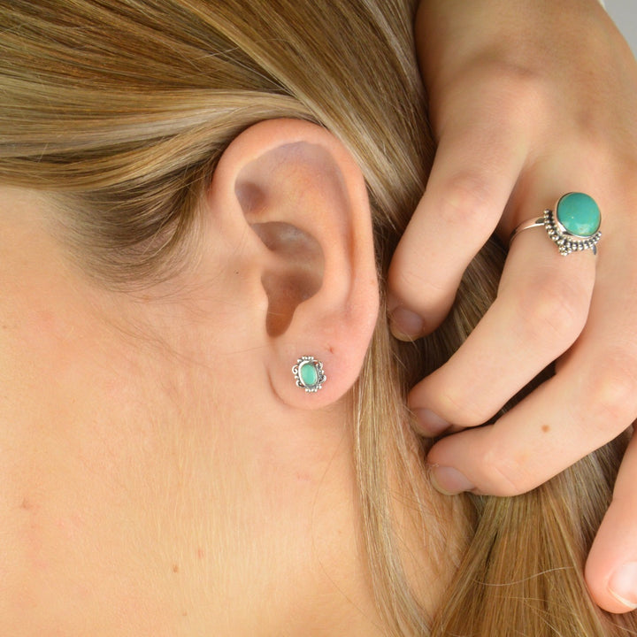 Earrings - Turquoise Nouveau Studs