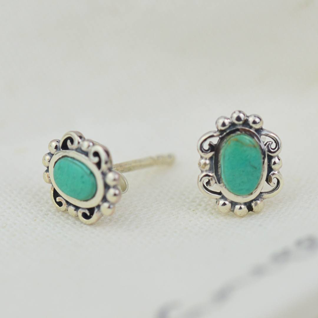 Earrings - Turquoise Nouveau Studs