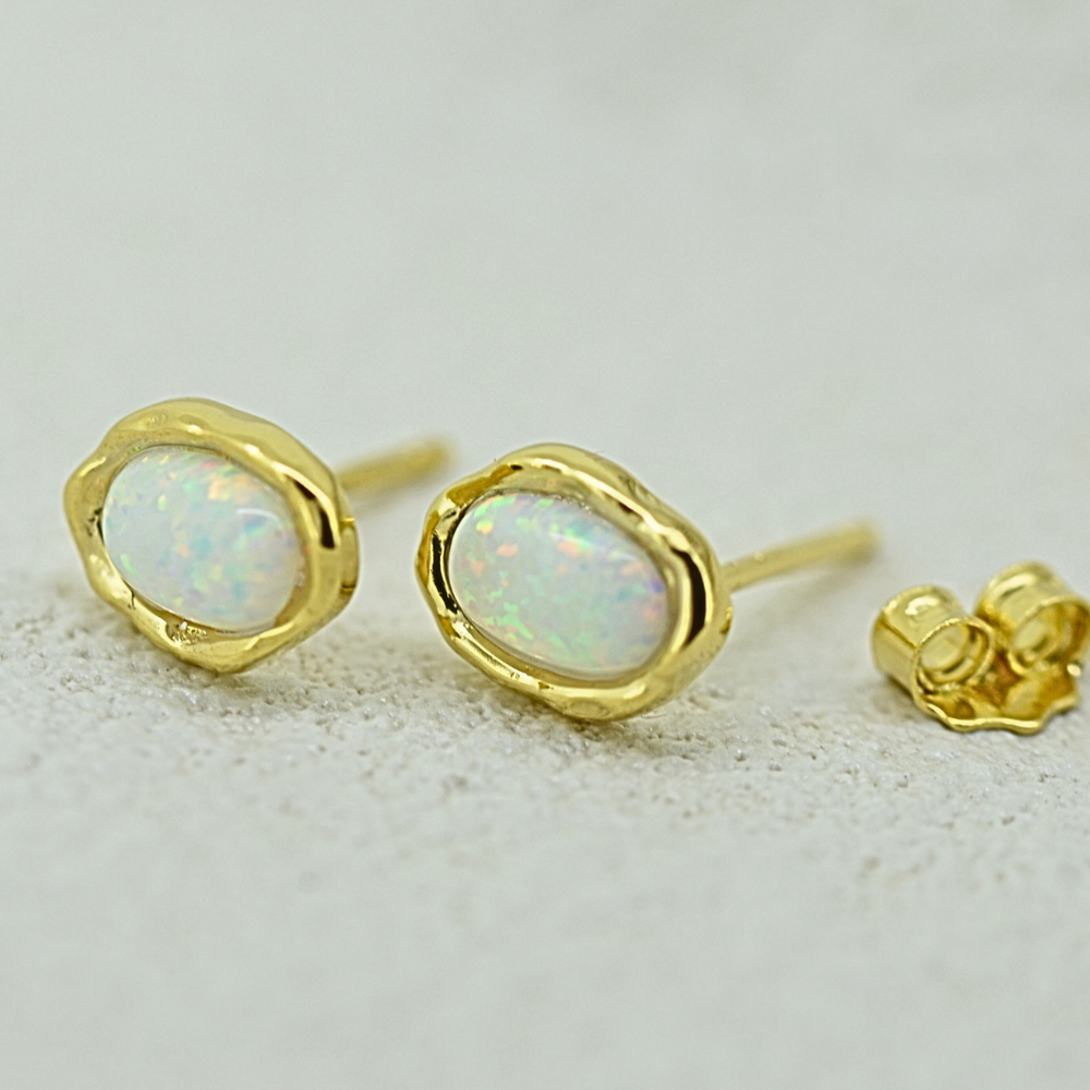 Earrings - White Opal Studs