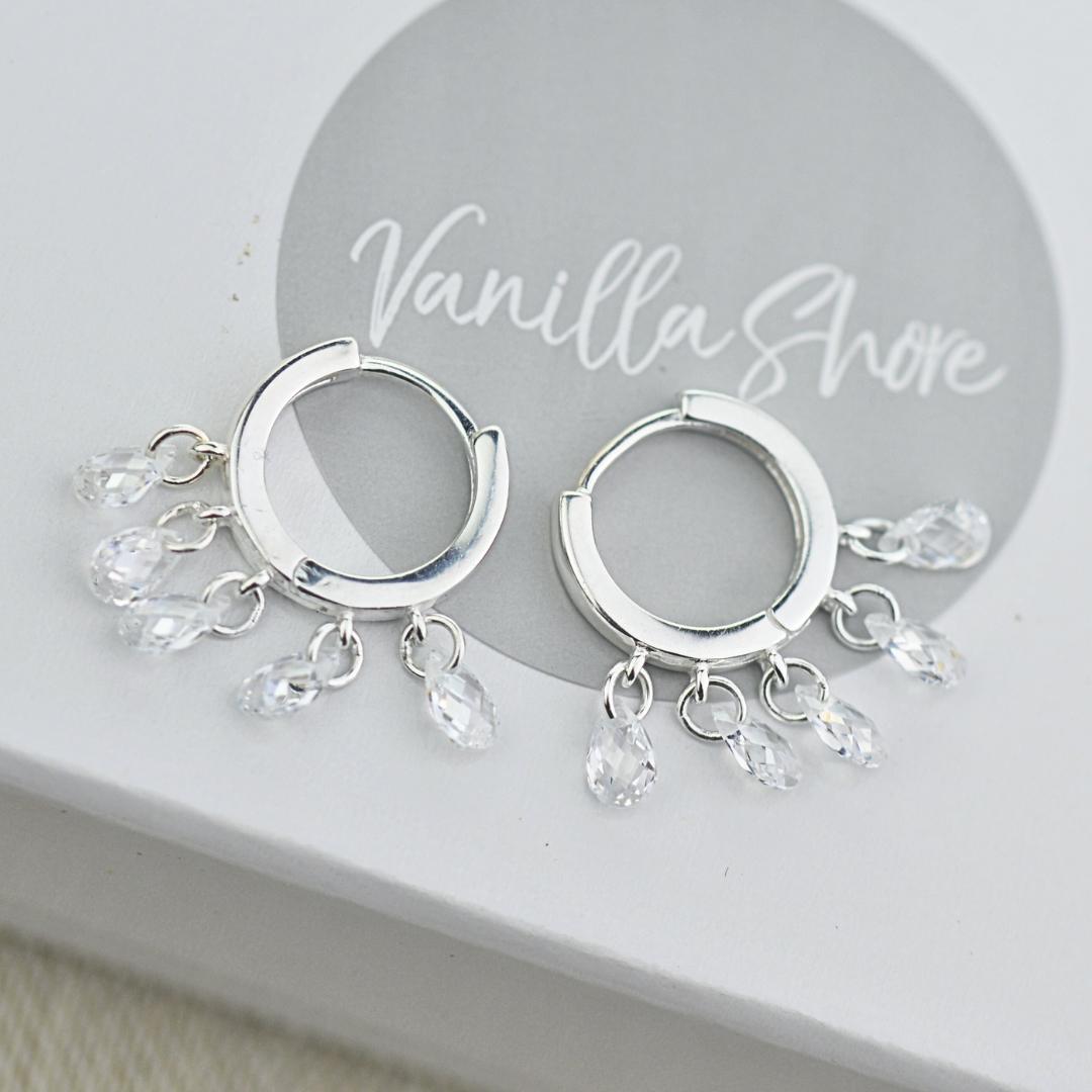 Earrings - Crystal Cascade Huggies