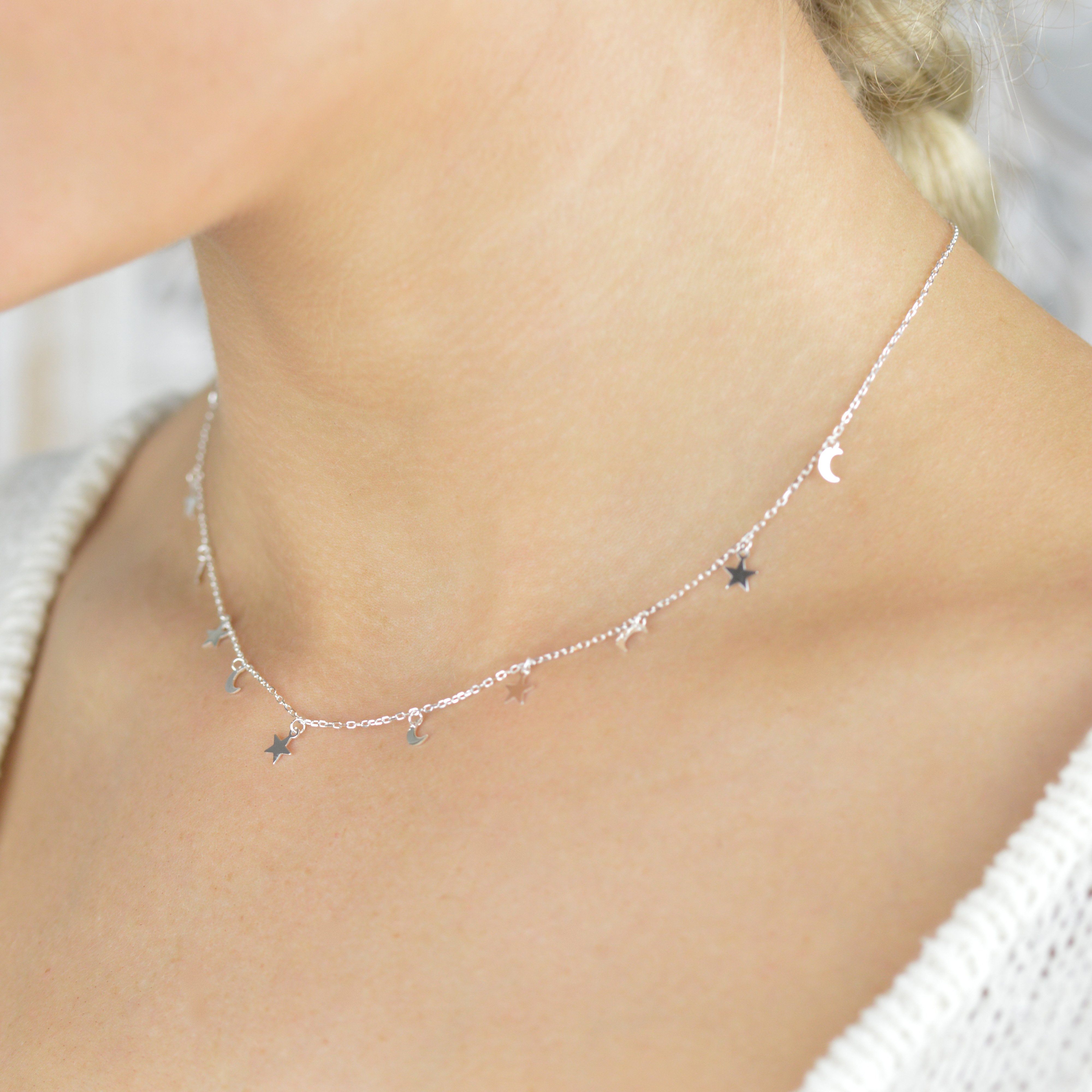 Star and moon necklace outlet choker