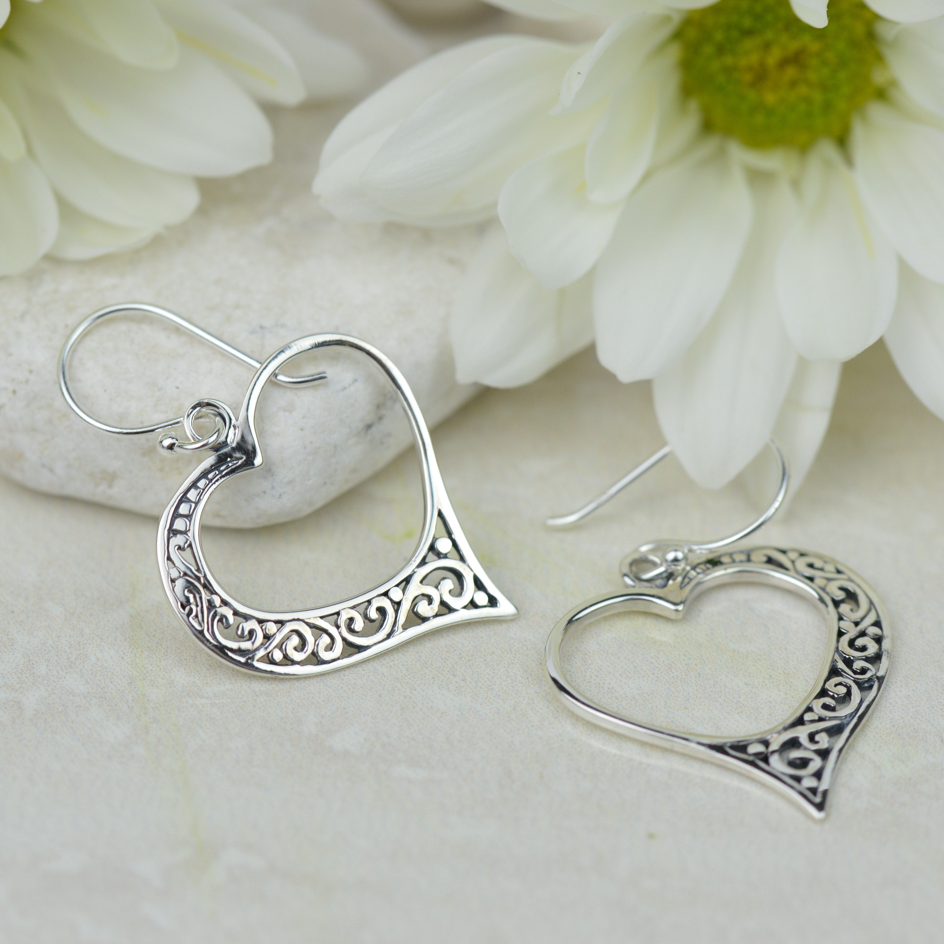 Sterling silver deals heart earrings