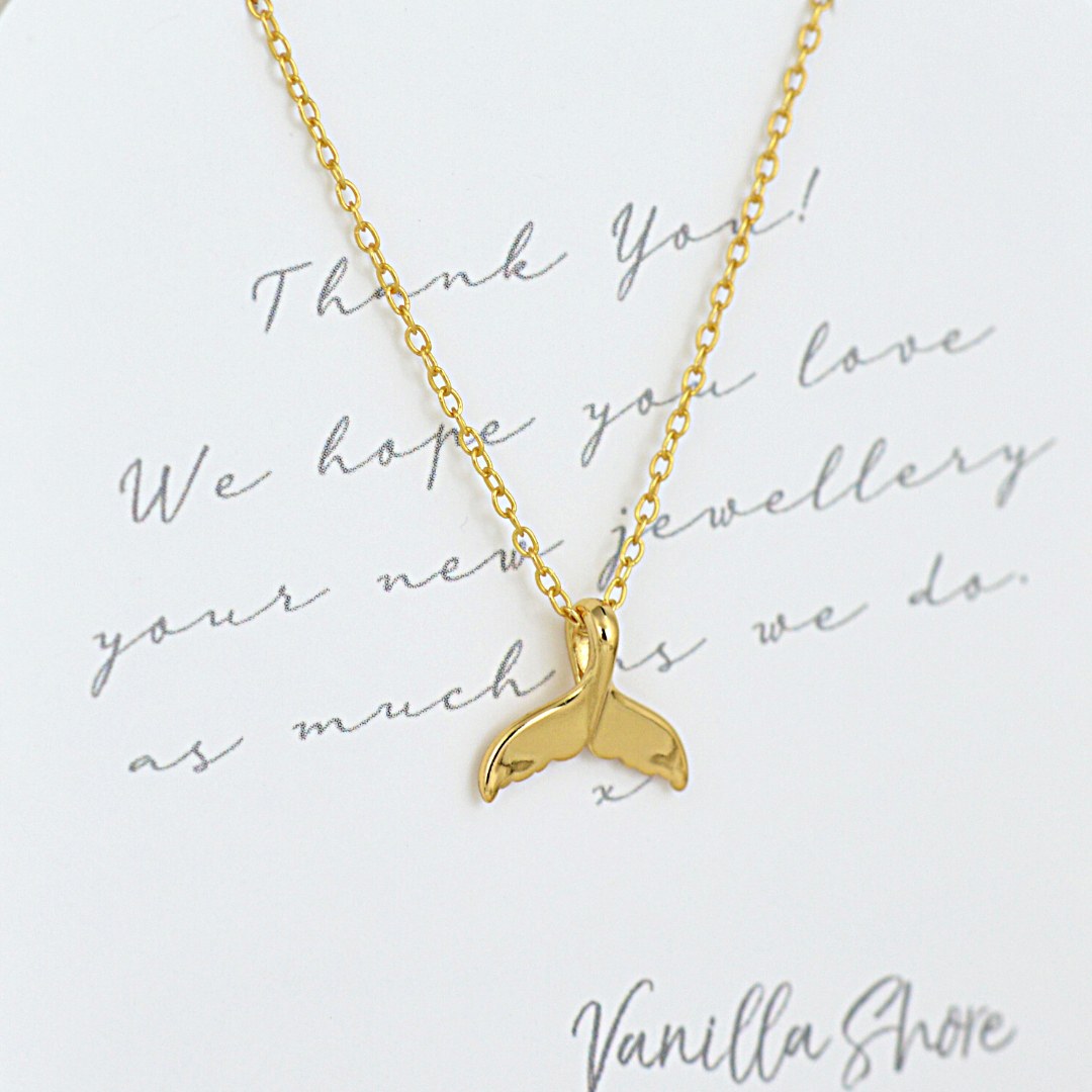 14K Yellow Gold Small Wyland's Whale Tail Pendant