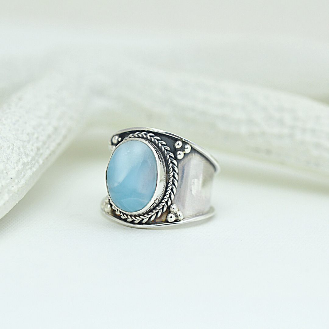 Bohemian Larimar Ring – Vanilla Shore